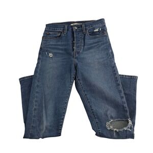 Levi's Womens Wedgie Skinny Jeans Size‎ 27 Distressed Button Fly Denim Blue